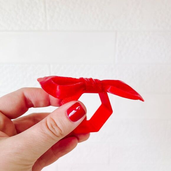 Stylish Bow Napkin Rings – Red Glitter - Handmade - Wedding Party Event Planner - Picture 4 of 13